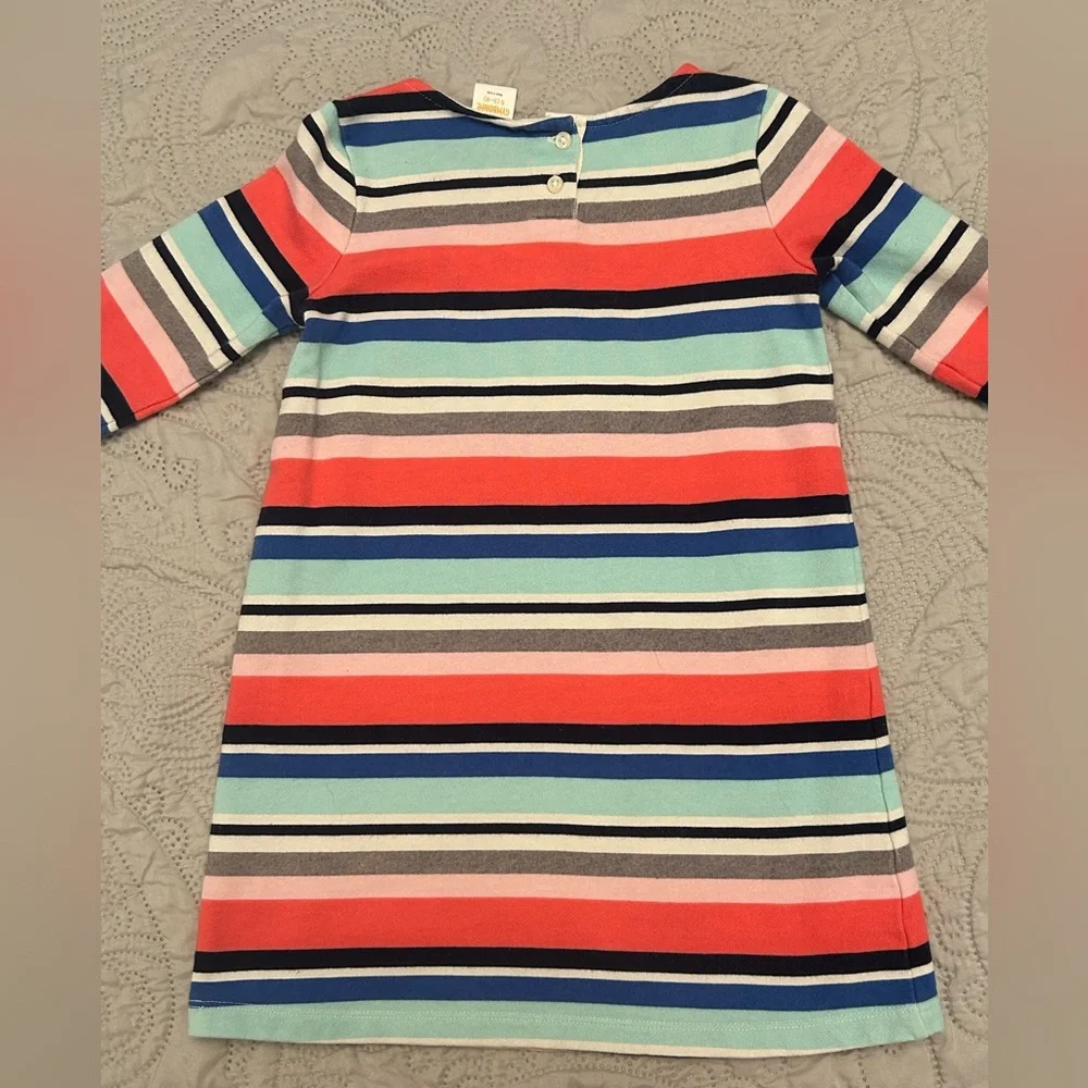 Gymboree striped sweatshirt A line dress. Vibrant pinks and blues. Size 5 Nice!